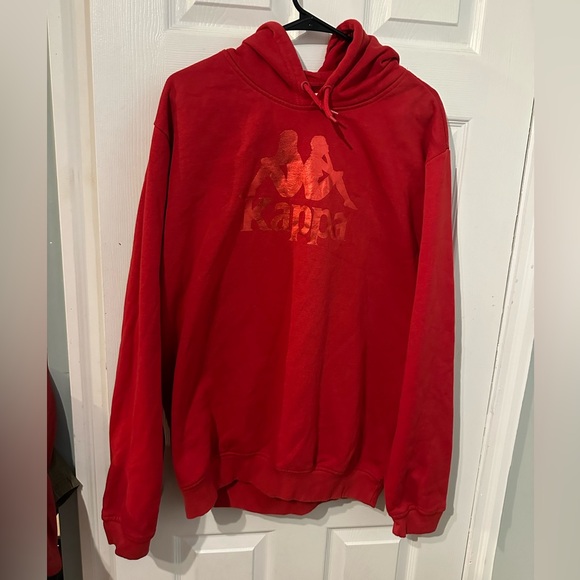 Kappa men’s red xl hoody sweatshirt drawstring shiny logo pullover streetwear - Picture 1 of 7